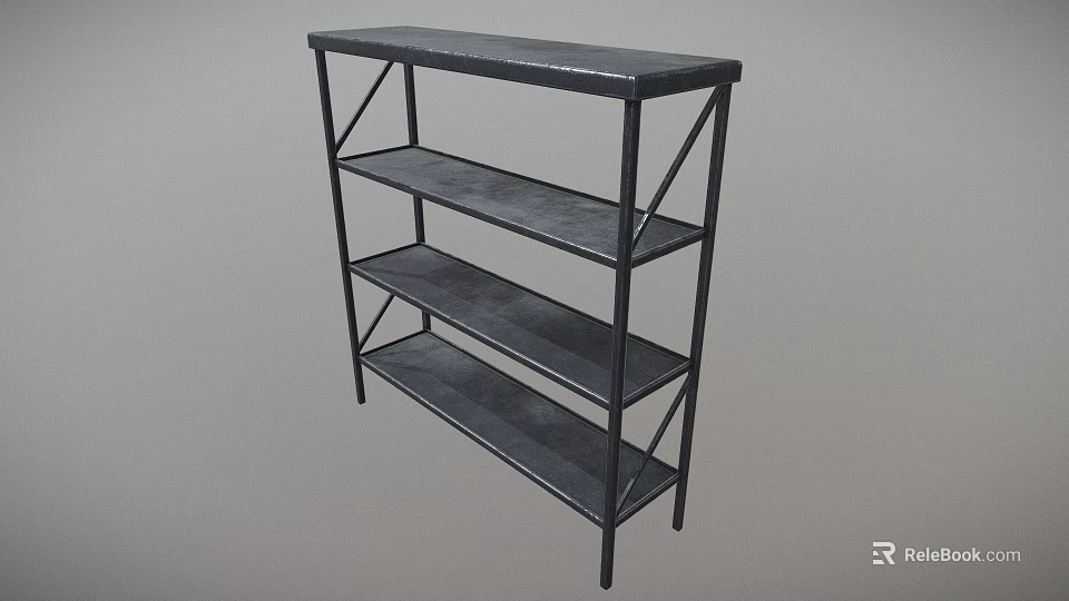 Sturdy Black Metal Shelving Unit with Multiple Layers for Storage and 3d model 