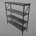 Sturdy Black Metal Shelving Unit with Multiple Layers for Storage and 3d model
