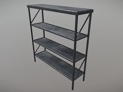 Sturdy Black Metal Shelving Unit with Multiple Layers for Storage and 3d model