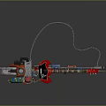 Unique Home Living Accessory Designed As Chainsaw Guitar Hybrid In Red Blue With Chain