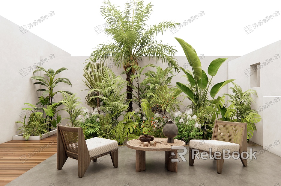 Modern Mori Plant Combination Plant Pile Courtyard Garden Outdoor Table and Chair model