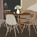 Nordic Dining Table and Chair Combination 3d model