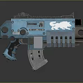 Blue Sci Fi Mechanical Weapon With Textured Design And Details 3d model