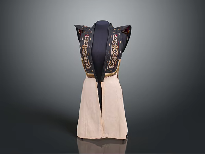Intricate Apparel Shaped Sculpture Carving With Dark Carved Patterns And Light Base Design 3d model
