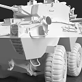 White Wheeled Armored Tank 3D Model With Multiple Wheels Roof Turret And Reflective Surface