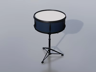 Percussion Musical Instrument Drum Featuring White Drumhead Dark Blue Body And Black Stand 3d model