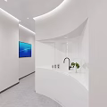 Minimalist Modern Office Reception Area With Glass Partition And Company Logo Design