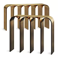 Elegant Modern Brass Console Table With Curved Design And Column Supports 3d model