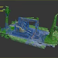 Detailed Yellow Excavator Model Scene With Trees Broken Ground And Grass 3d model