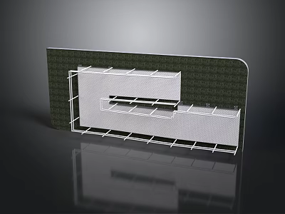Modern Wall Structure With Grid Design White Frame And Layered Shelves 3d model