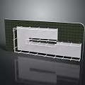 Modern Wall Structure With Grid Design White Frame And Layered Shelves