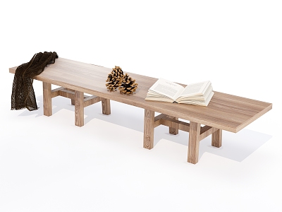 Modern Bench Solid Wood Bench 3d model