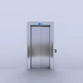 Modern Elevator Hallway With Stainless Steel Door And Control Panel On White Wall