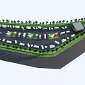 Outdoor RV Camping Area With Tents People Trees And Solar Panels