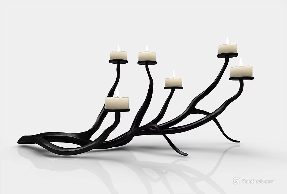 Modern Branch Like Table Lamp With Multiple Light Heads And Black Metal Base 3d model 