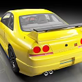 Yellow High Performance Sports Car With Modified Exterior Aerodynamic Kit Front Lip And Rear Spoiler