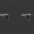 Handgun Weapon With Silver Finish And Black Grips On Reflective Surface