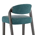 Green Velvet Upholstered Bar Stools with Light Wooden Frame and Modern Ergonomic Backrest Design