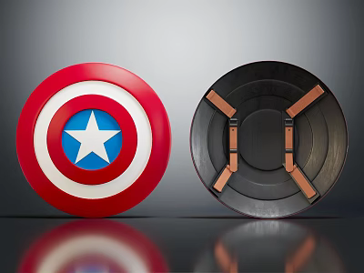 Classic And Modern Designed Weapon Shields With Red White Blue Star And Black Copper Structure 3d model