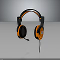 Black and Orange Wired Over Ear Headphones With Microphone For Gaming Use