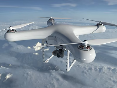 Smart Drone Flying High Over Mountainous Landscape With Camera Equipment 3d model