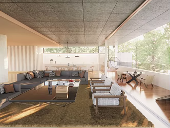 modern balcony villa balcony living room 3d model