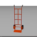 Red Hand Truck with Black Wheels Metal Frame Structure and Platform Base