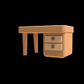 Brown Wooden Desk with Two Drawers and Round Knobs Simple Design