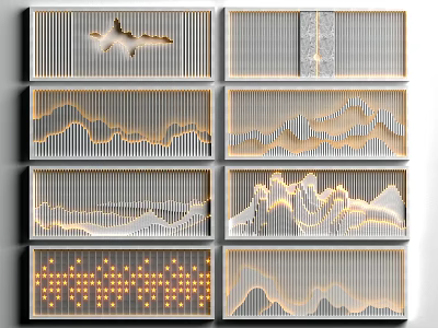 Modern Building Exterior Wall With Decorative Textured Panels And Geometric Patterns 3d model