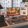 Modern Office Desk Setup With Desktop Monitor Laptop Keyboard And Mouse