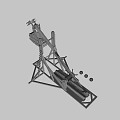 Ancient Wooden Trebuchet Siege Weapon With Stone Balls And Wooden Frame