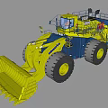 Yellow And Blue Heavy Duty Construction Loader With Large Bucket And Tires