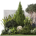 Garden Ornament Landscaping With Various Green Plants Trees Stones And Decorative Foliage