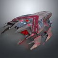Futuristic Sci Fi Spaceship With Sharp Edges Red Accents And Glowing Details