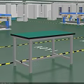 Functional Workbench With Green Tabletop And Metal Frame In Factory Environment 3d model