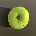 Close Up View Of Fresh Ripe Green Apple With Natural Shadow On Gray Background