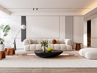 modern living room cream living room 3d model