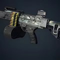Advanced Futuristic Tactical Rifle With Scope Magazine Camouflage And Mechanical Parts