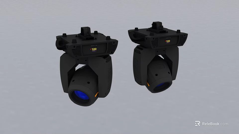 Two Black Decorative Lights With Blue Lenses For Stage Decoration Use 3d model 