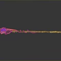 Fantasy Magical Staff Featuring Wooden Body Glowing Purple Gem And Decorative Vine Design