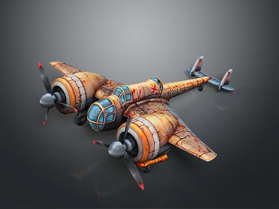 Vintage Astronautic Space Rocket Model With Distressed Orange Brown Paint And Cosmic Design Elements 3d model
