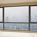 Large Modern Casement Window With Clear City Skyline View In Bright Room