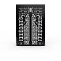 Black Iron Decorative Door With Intricate Patterns And Arched Lattice Design 3d model