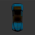 Vintage Blue Classic Car With Black Roof Round Headlights And Retro Design