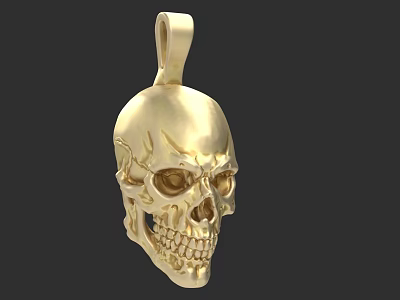 Golden Skull Shaped Pendant Jewelry Piece With Intricate Craftsmanship And Shiny Finish 3d model
