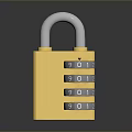 Sturdy Combination Lock Hardware Tool with Golden Body and Silver Shackle Number Dials