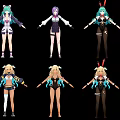 Anime Style Game and Movie Characters with Diverse Outfits Hairstyles and Colorful Designs