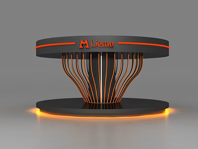 Modern Liemu Display Showcase With Black Orange Accents Circular Design Illuminated Base 3d model