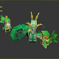 Green Pixel Art Flying Animals Detailed Collectible Models With Vibrant Features Display Set