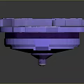 Purple Spinning Weapon With Yellow Center Green White Parts And Decorative Pattern